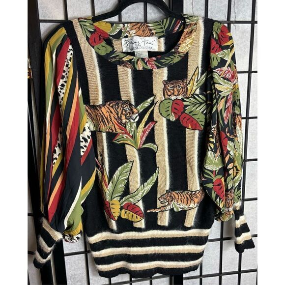 Diane Freis by Marisa Christina Vintage Jungle Print Angora Blend Sweater - Picture 1 of 5